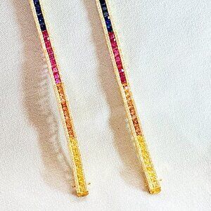 Simulated Multi Color Diamond Tennis Bracelet in Vermeil YG Over Sterling Silver